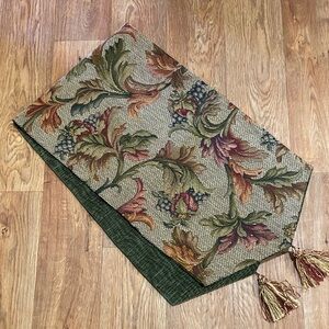 Floral Tapestry Textured Table Runner with Tassels